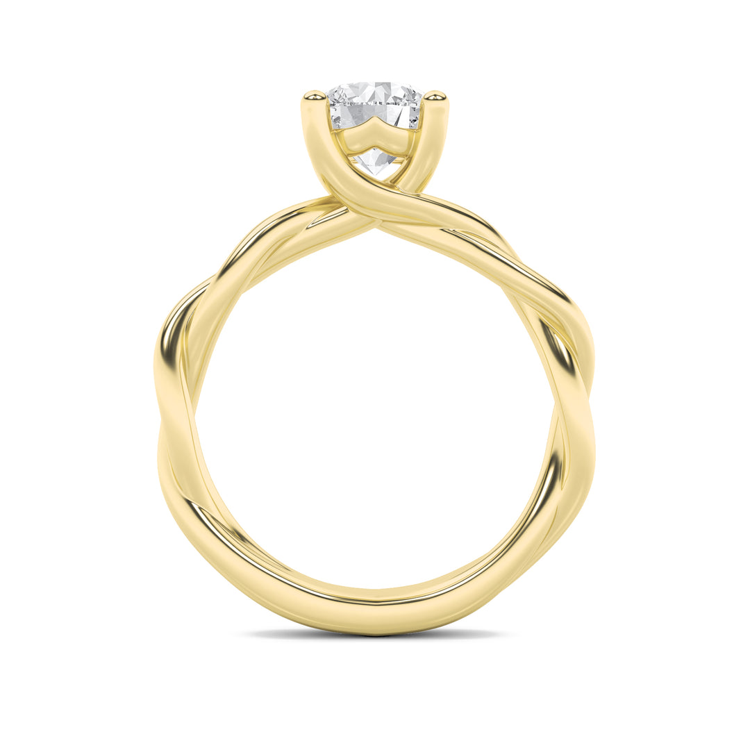 1.5Cttw Round Shaped Lab Grown Diamond (G/VS) Twisted Shank Solitaire Engagement Ring in 14K Gold