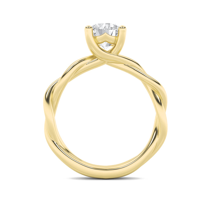 1.5Cttw Round Shaped Lab Grown Diamond (G/VS) Twisted Shank Solitaire Engagement Ring in 14K Gold