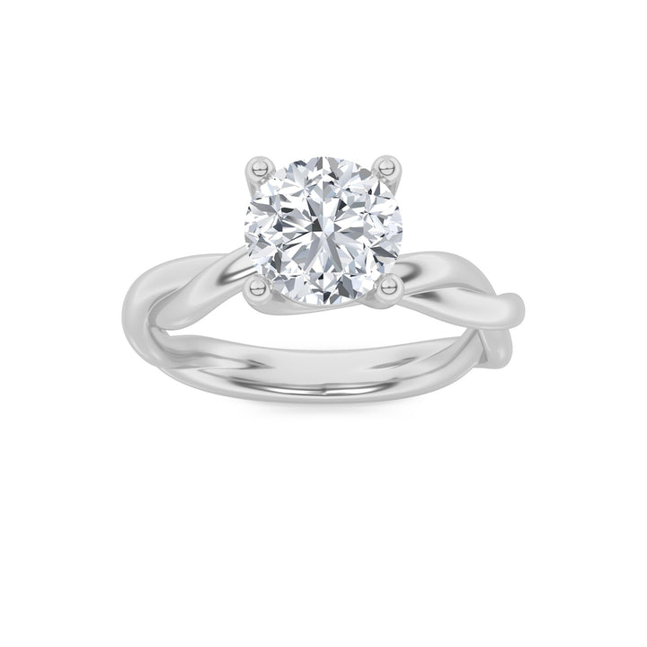 2Cttw Round Shaped Lab Grown Diamond (F/VS) Twisted Shank Solitaire Engagement Ring in 14K Gold