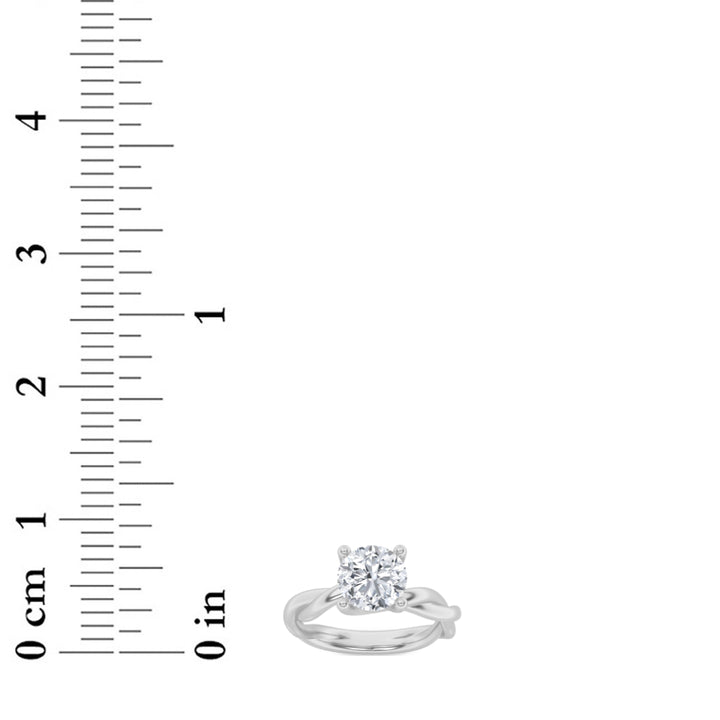 2Cttw Round Shaped Lab Grown Diamond (F/VS) Twisted Shank Solitaire Engagement Ring in 14K Gold
