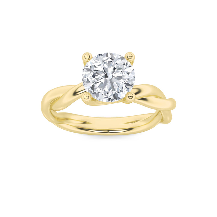 2Cttw Round Shaped Lab Grown Diamond (F/VS) Twisted Shank Solitaire Engagement Ring in 14K Gold