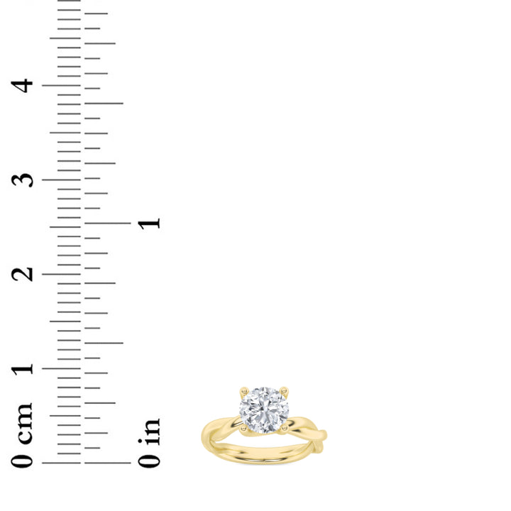 2Cttw Round Shaped Lab Grown Diamond (F/VS) Twisted Shank Solitaire Engagement Ring in 14K Gold