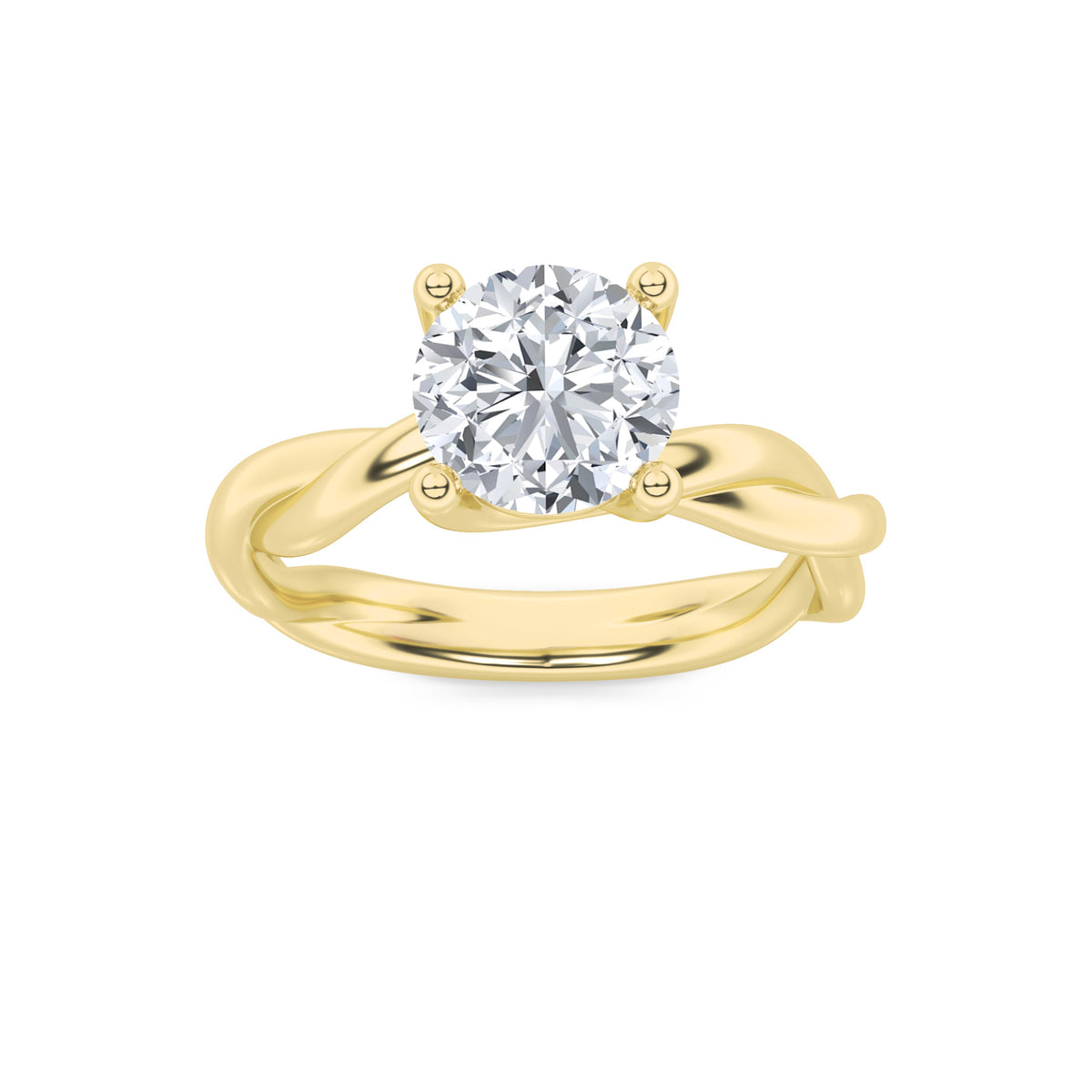 2.5CTW Round Shaped Lab Grown Diamond (F/VS) Twisted Shank Solitaire Engagement Ring in 14K Gold