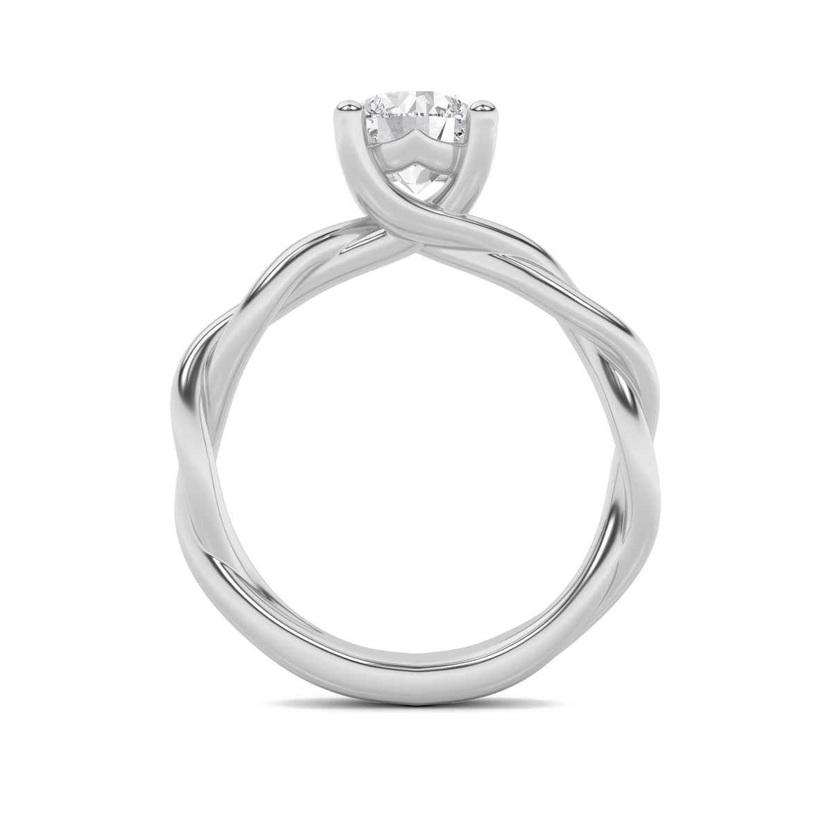 3Cttw Round Shaped Lab Grown Diamond (F/VS) Twisted Shank Solitaire Engagement Ring in 14K Gold