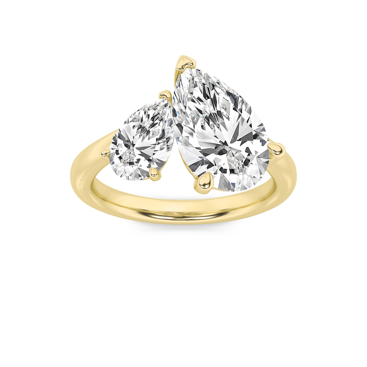 3Cttw Pear Shaped Lab Grown Diamond (F/VS) Toi etMoi Engagement Ring in 14K Gold