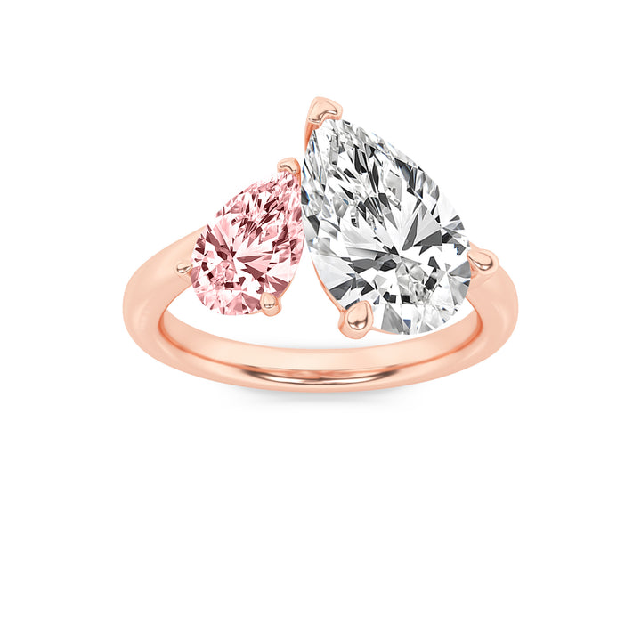 3Cttw Pear Shaped Lab Grown Diamond (F/VS) Toi etMoi Engagement Ring in 14K Gold