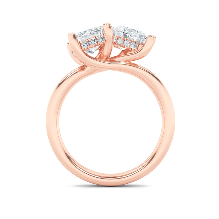 3Cttw Emerald Shaped Lab Grown Diamond (F/VS) Toiet Moi Engagement Ring in 14K Gold