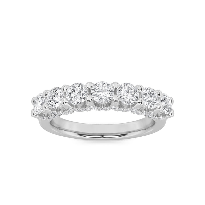 1Cttw Round Shaped Lab Grown Diamond (F/VS) Accented Double Halo Set of Band and  Ring in 14K Gold