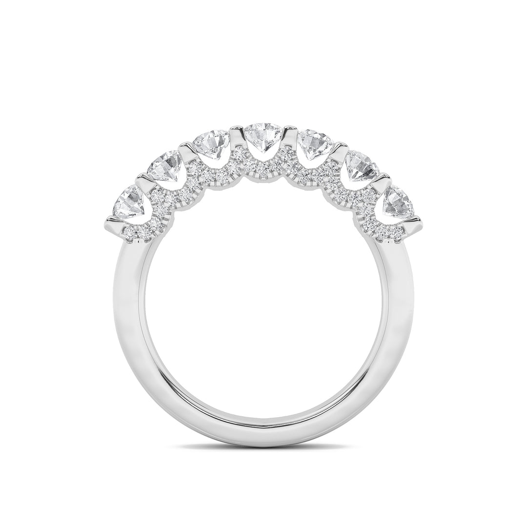 1Cttw Round Shaped Lab Grown Diamond (F/VS) Accented Double Halo Set of Band and  Ring in 14K Gold