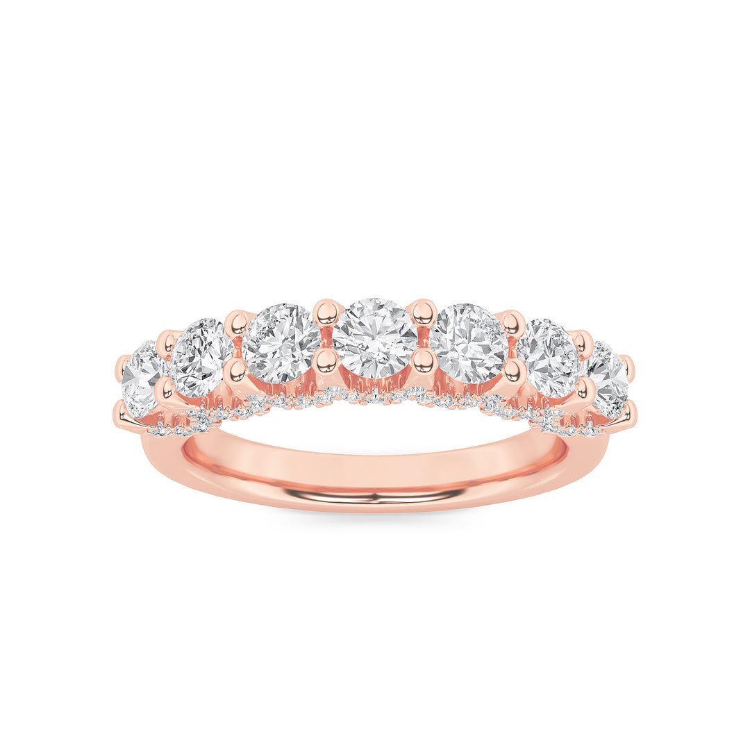 1Cttw Round Shaped Lab Grown Diamond (F/VS) Accented Double Halo Set of Band and  Ring in 14K Gold