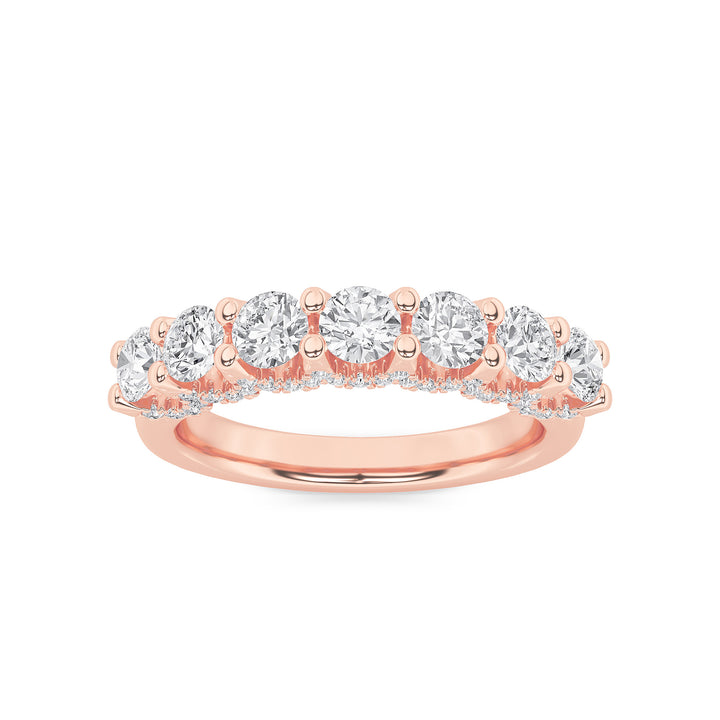 1Cttw Round Shaped Lab Grown Diamond (F/VS) Accented Double Halo Set of Band and  Ring in 14K Gold