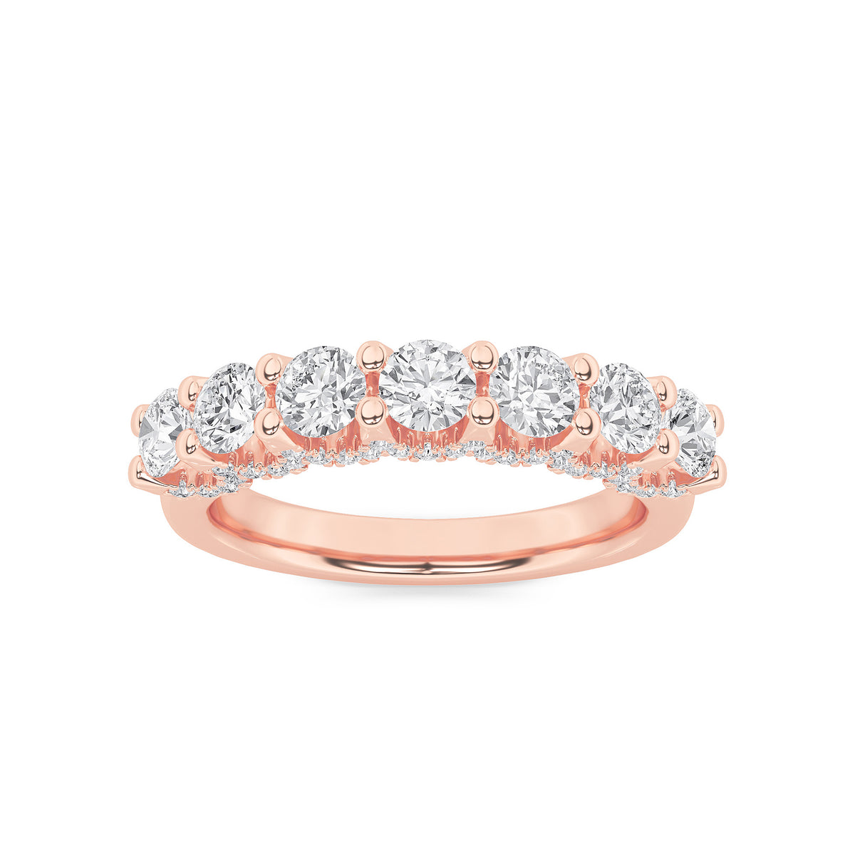 1Cttw Round Shaped Lab Grown Diamond (F/VS) Accented Double Halo Set of Band and  Ring in 14K Gold