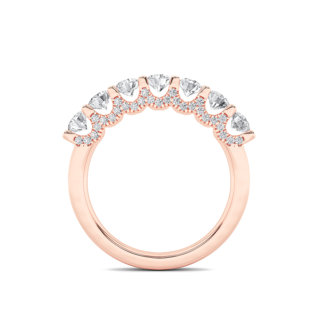 1Cttw Round Shaped Lab Grown Diamond (F/VS) Accented Double Halo Set of Band and  Ring in 14K Gold