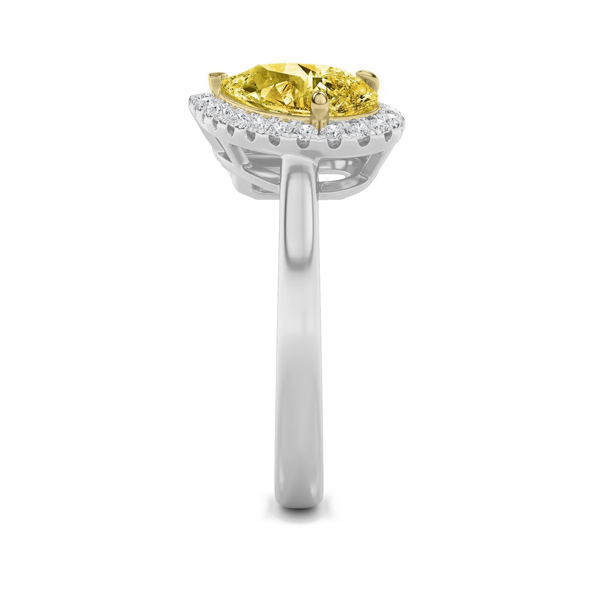3Cttw Emerald Shaped Lab Grown Diamond (F/VS) Toiet Moi Engagement Ring in 14K Gold