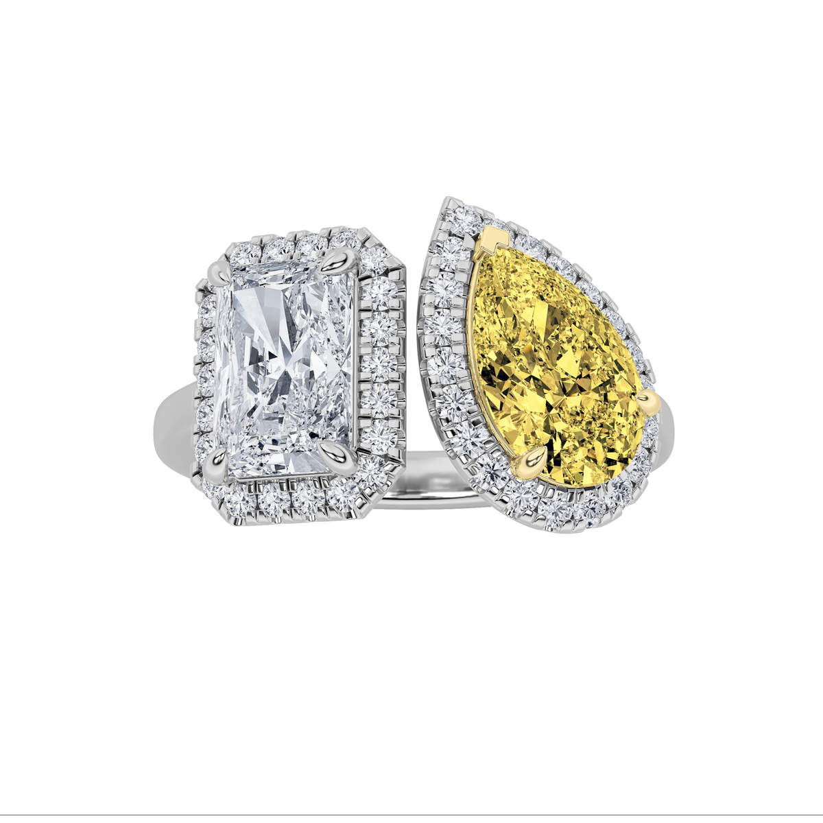 3Cttw Radiant Shaped Lab Grown Diamond (F/VS) Toiet Moi Fashiion Ring in 14K Gold