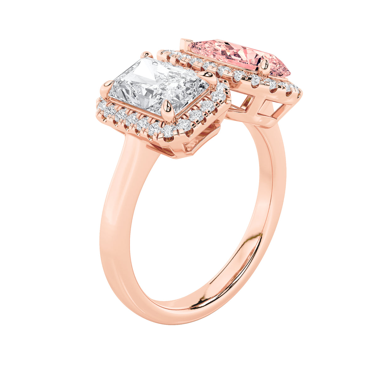 3Cttw Radiant Shaped Lab Grown Diamond (F/VS) Toiet Moi Fashiion Ring in 14K Gold
