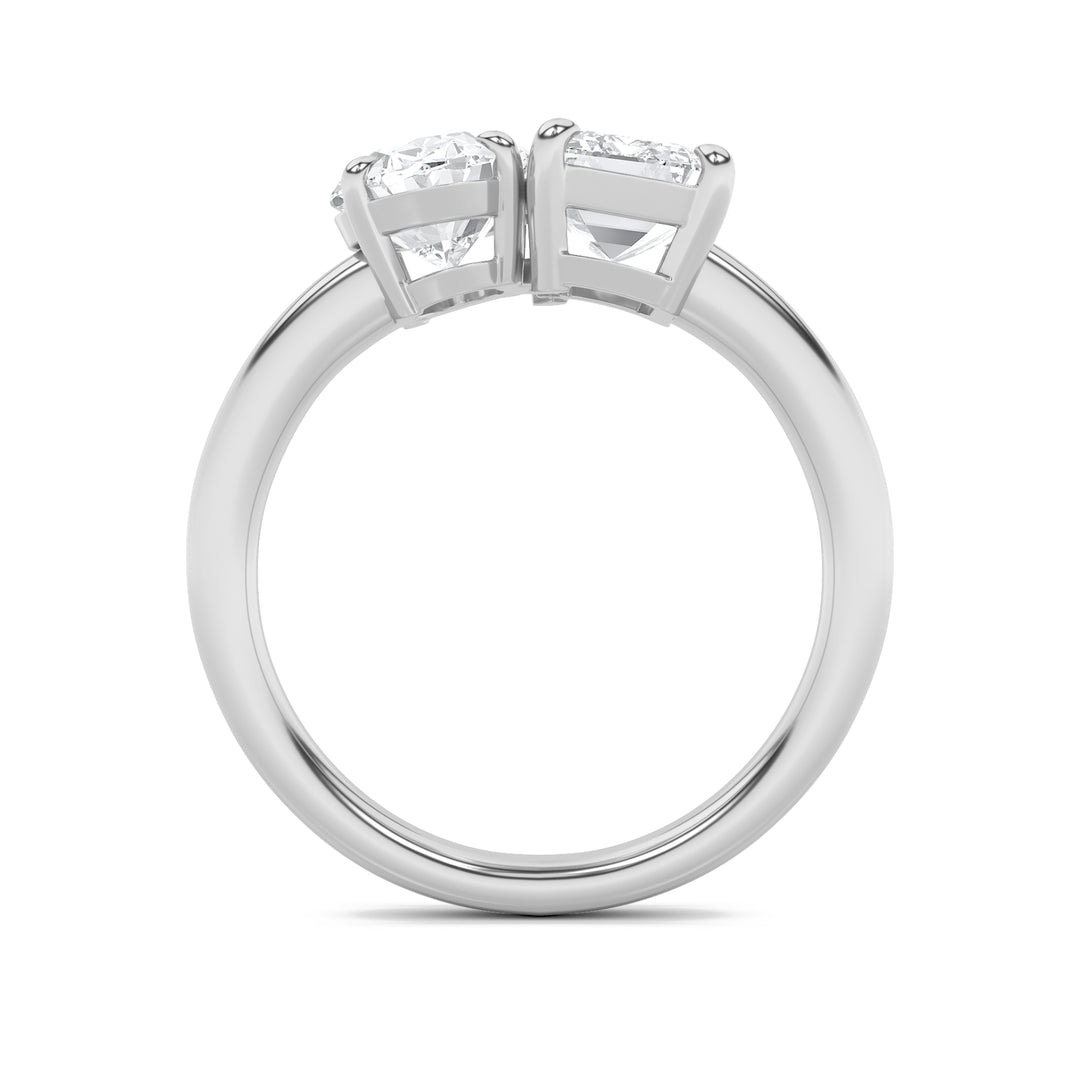 3Cttw Emerald Shaped Lab Grown Diamond (F/VS) Toiet Moi Engagement Ring in 14K Gold