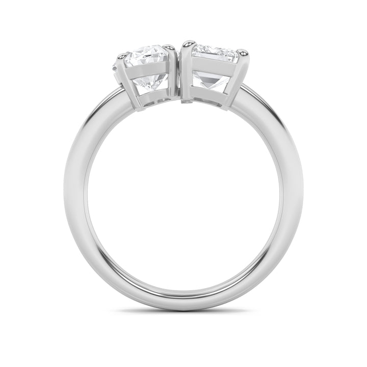 3Cttw Emerald Shaped Lab Grown Diamond (F/VS) Toiet Moi Engagement Ring in 14K Gold