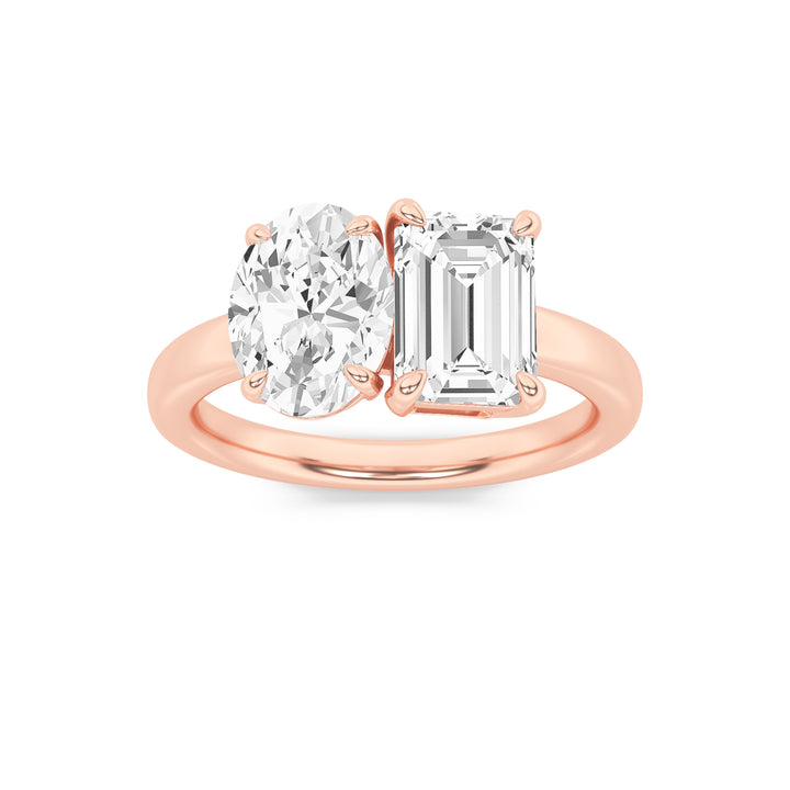 3Cttw Emerald Shaped Lab Grown Diamond (F/VS) Toiet Moi Engagement Ring in 14K Gold