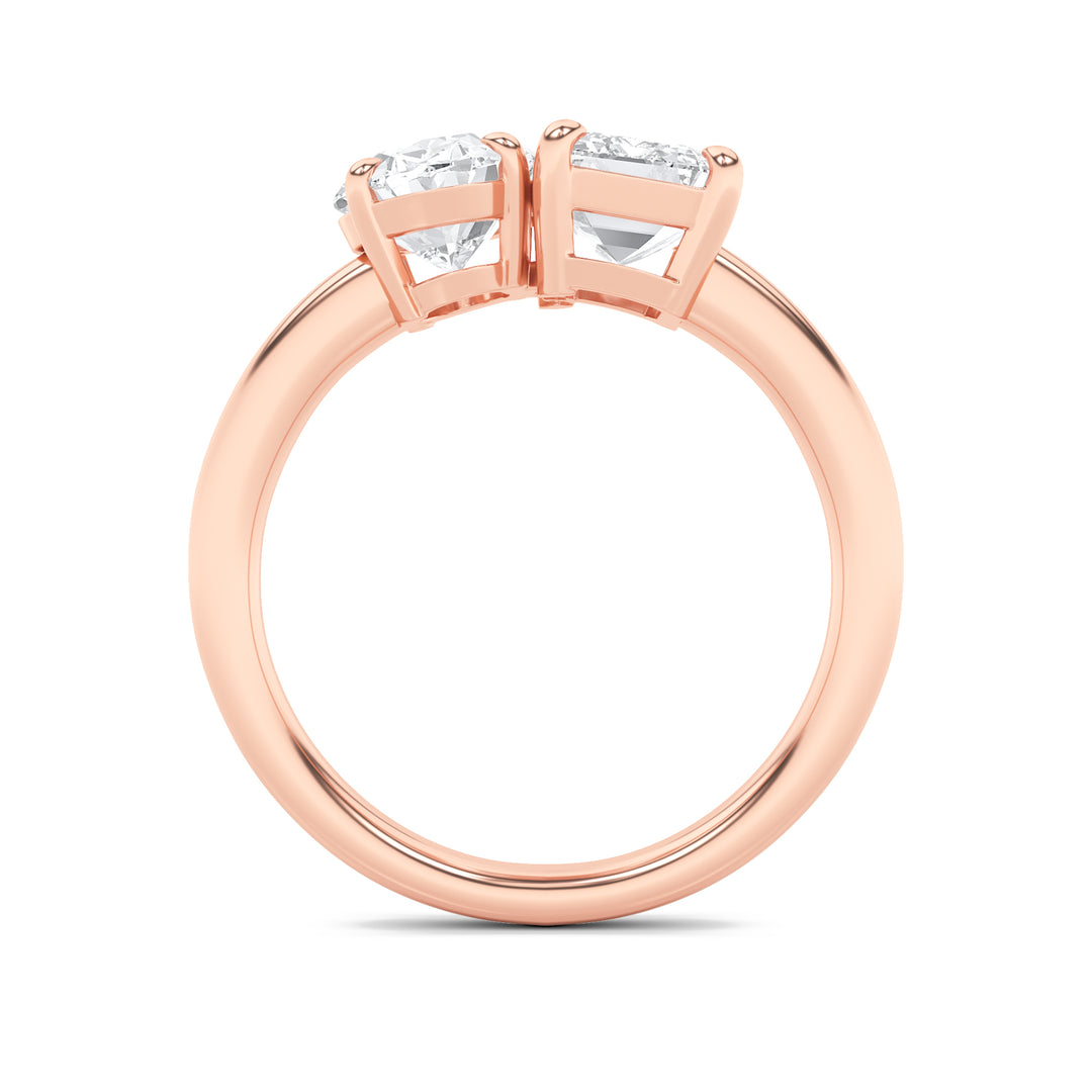 3Cttw Emerald Shaped Lab Grown Diamond (F/VS) Toiet Moi Engagement Ring in 14K Gold