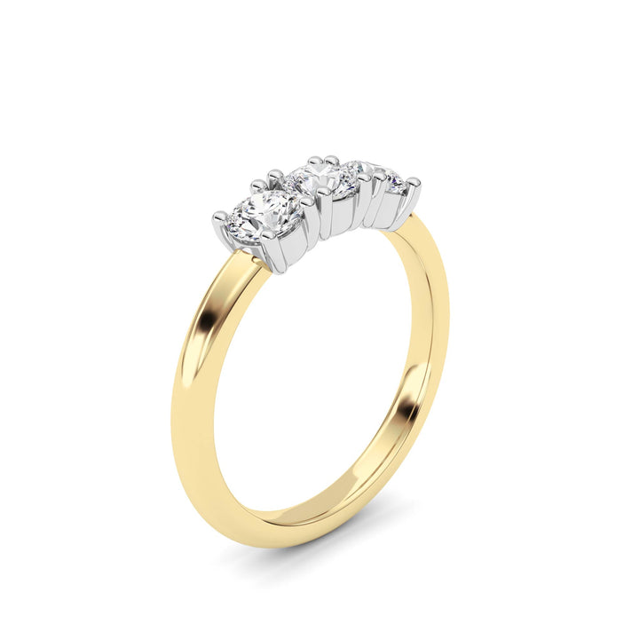 0.75Cttw Round Shaped Lab Grown Diamond (F/VS) Three Stone Band Ring in 14K Gold