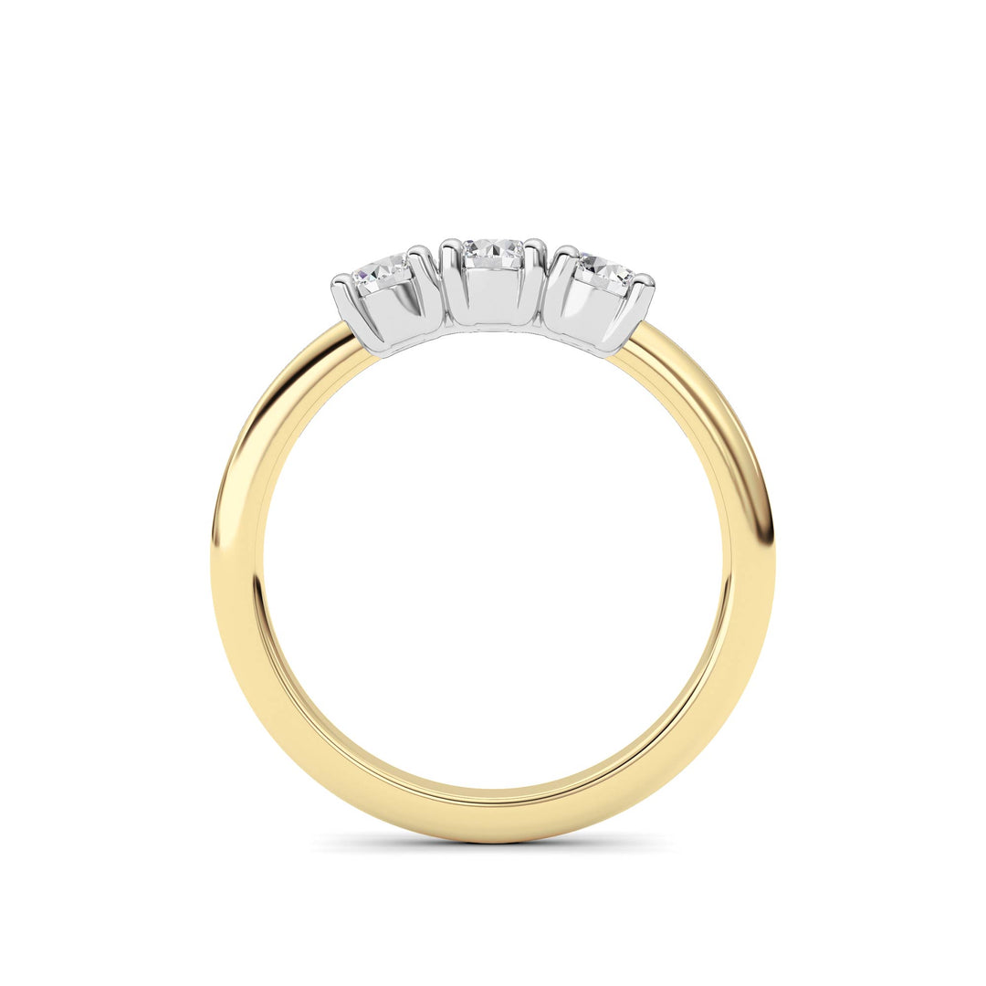 0.75Cttw Round Shaped Lab Grown Diamond (F/VS) Three Stone Band Ring in 14K Gold