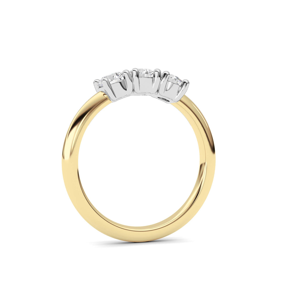 0.75Cttw Round Shaped Lab Grown Diamond (F/VS) Three Stone Band Ring in 14K Gold