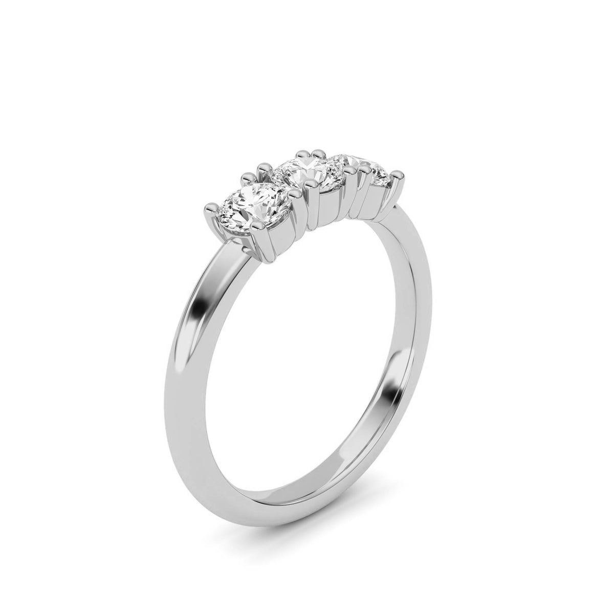 0.75Cttw Round Shaped Lab Grown Diamond (F/VS) Three Stone Band Ring in 14K Gold