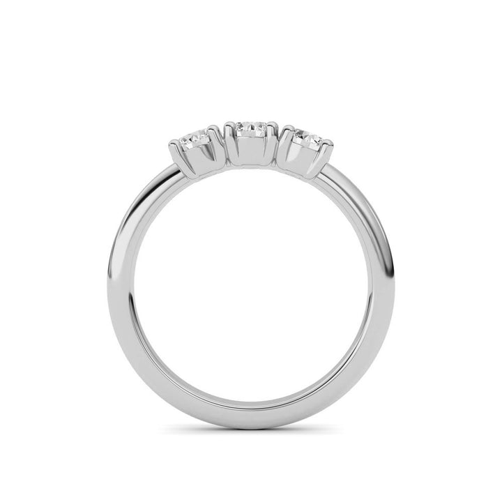 0.75Cttw Round Shaped Lab Grown Diamond (F/VS) Three Stone Band Ring in 14K Gold