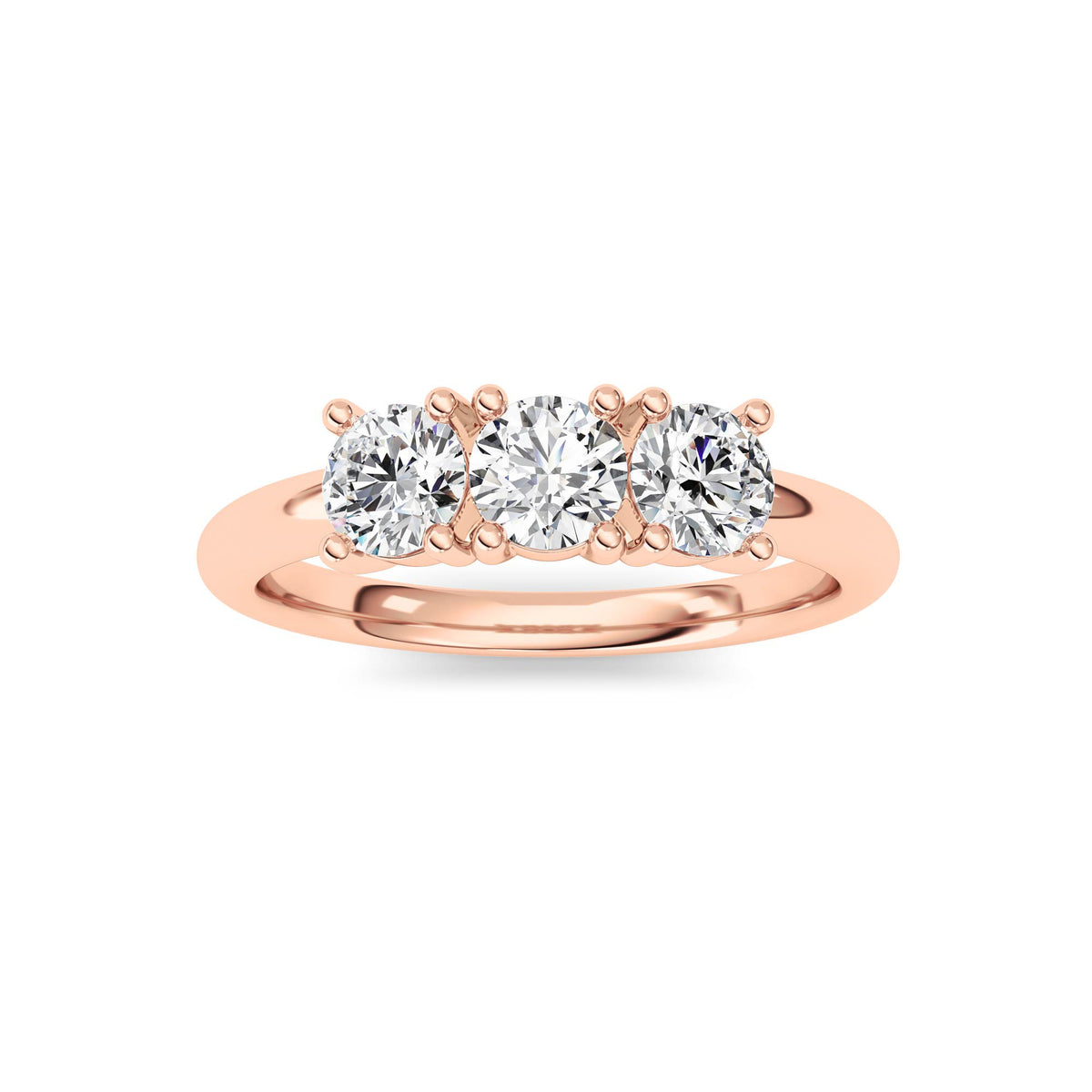 0.75Cttw Round Shaped Lab Grown Diamond (F/VS) Three Stone Band Ring in 14K Gold