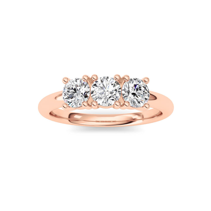 0.75Cttw Round Shaped Lab Grown Diamond (F/VS) Three Stone Band Ring in 14K Gold