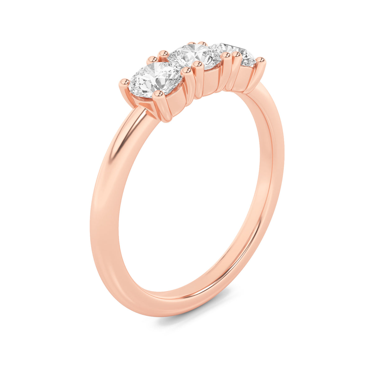 0.75Cttw Round Shaped Lab Grown Diamond (F/VS) Three Stone Band Ring in 14K Gold
