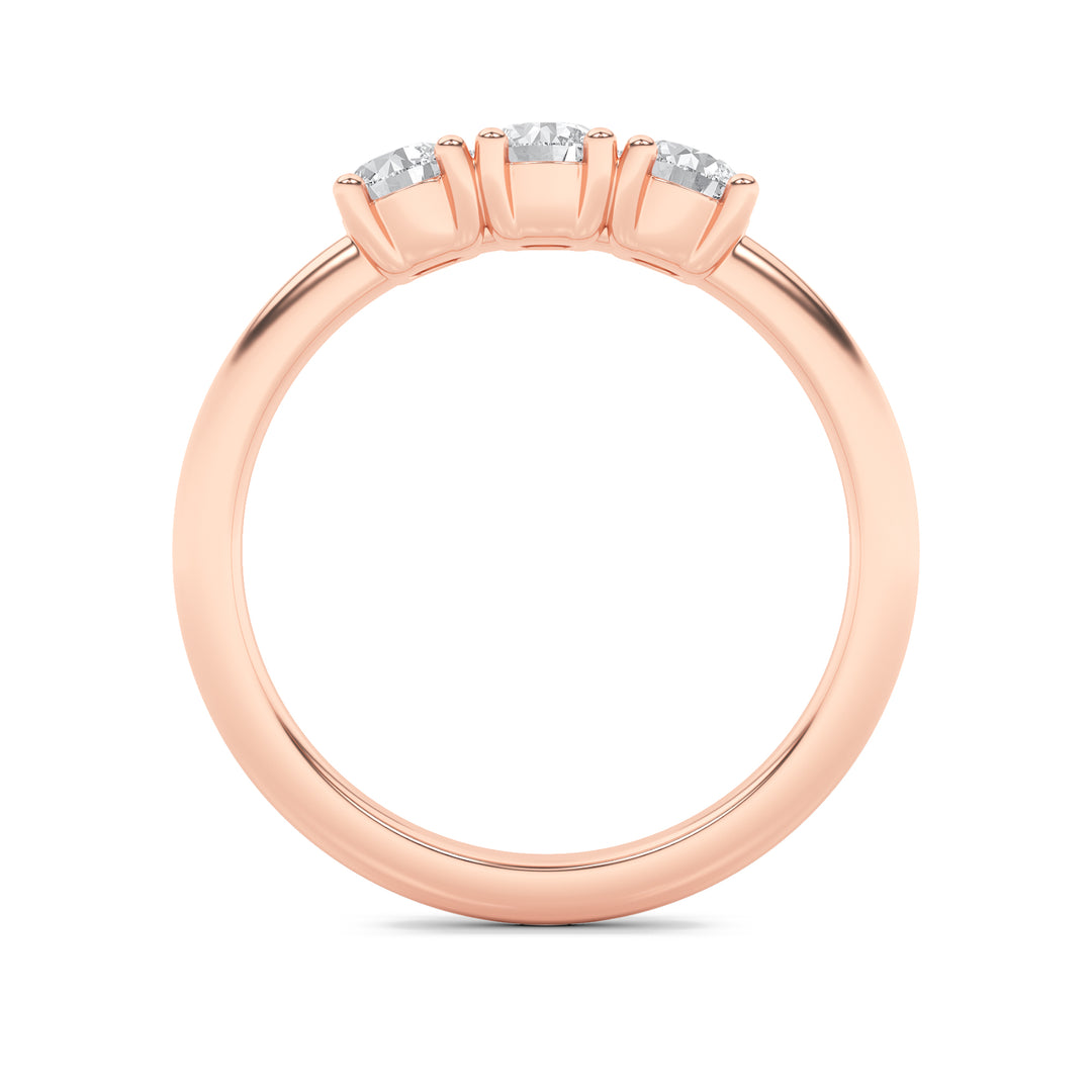 0.75Cttw Round Shaped Lab Grown Diamond (F/VS) Three Stone Band Ring in 14K Gold