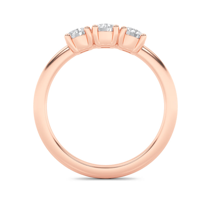 0.75Cttw Round Shaped Lab Grown Diamond (F/VS) Three Stone Band Ring in 14K Gold