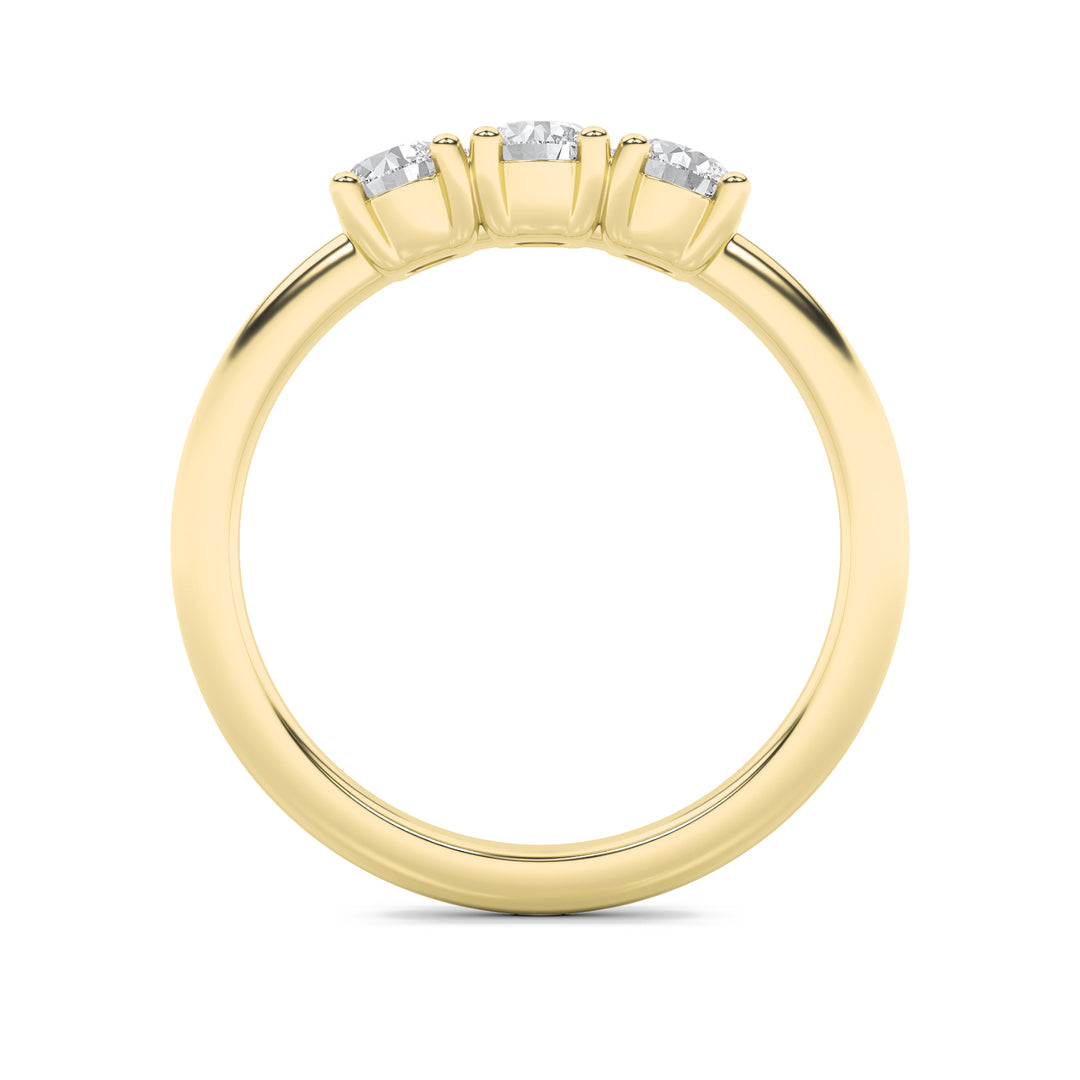 1Cttw Round Shaped Lab Grown Diamond (F/VS) ThreeStone Band Ring in 14K Gold