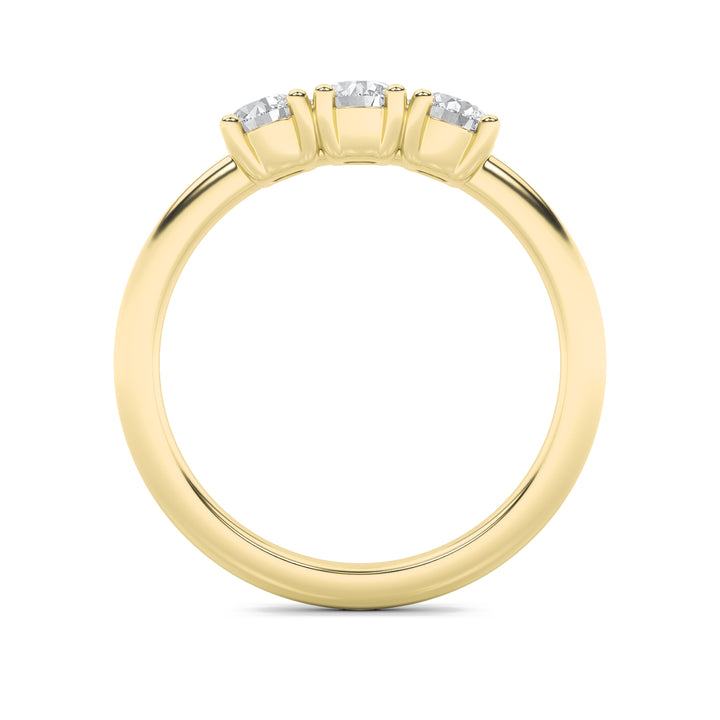 1Cttw Round Shaped Lab Grown Diamond (F/VS) ThreeStone Band Ring in 14K Gold
