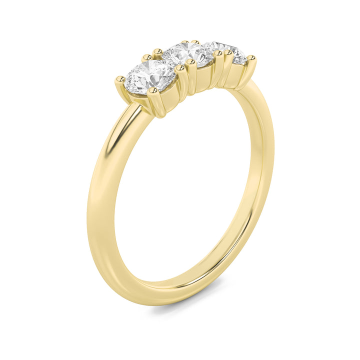 1.5Cttw Round Shaped Lab Grown Diamond (F/VS) Three Stone Band Ring in 14K Gold