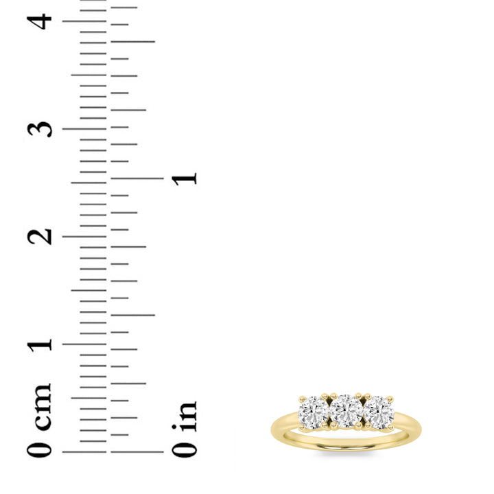 1.5Cttw Round Shaped Lab Grown Diamond (F/VS) Three Stone Band Ring in 14K Gold