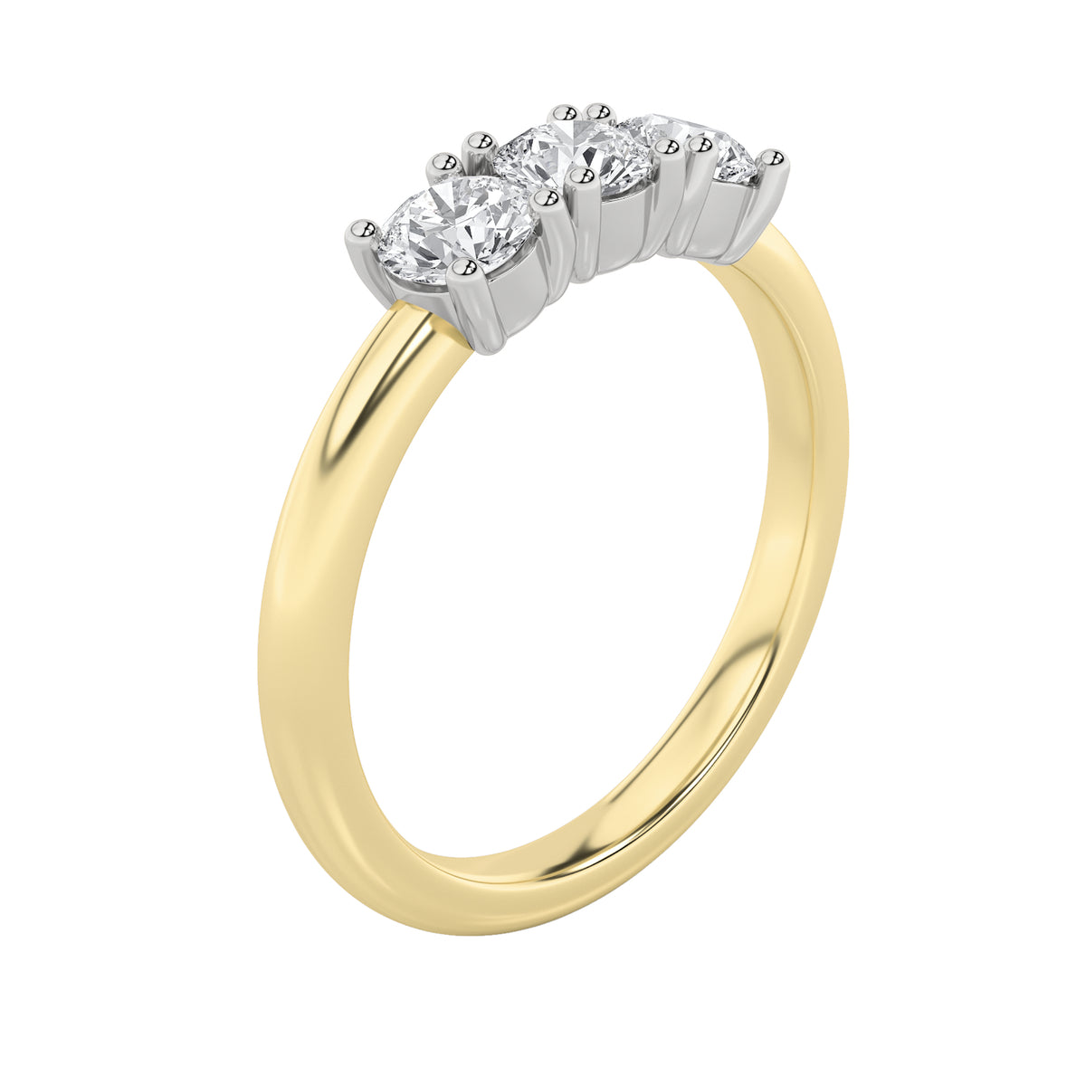 2Cttw Round Shaped Lab Grown Diamond (G/VS) ThreeStone Band Ring in 14K Gold