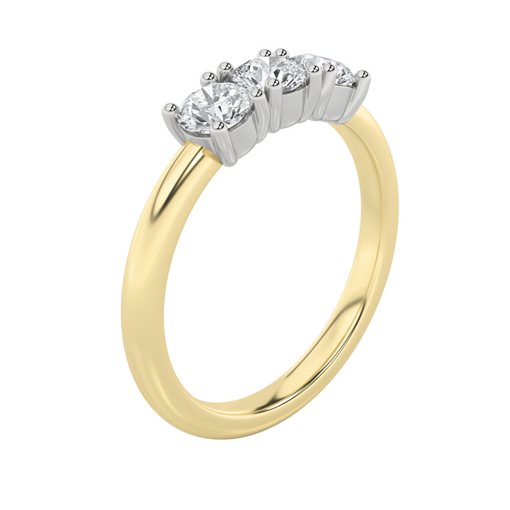 2Cttw Round Shaped Lab Grown Diamond (G/VS) ThreeStone Band Ring in 14K Gold