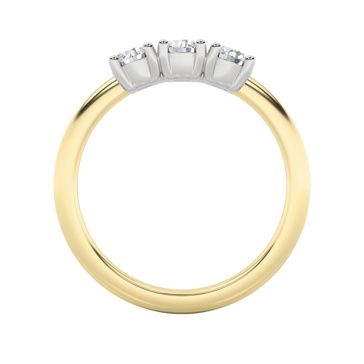 2Cttw Round Shaped Lab Grown Diamond (G/VS) ThreeStone Band Ring in 14K Gold