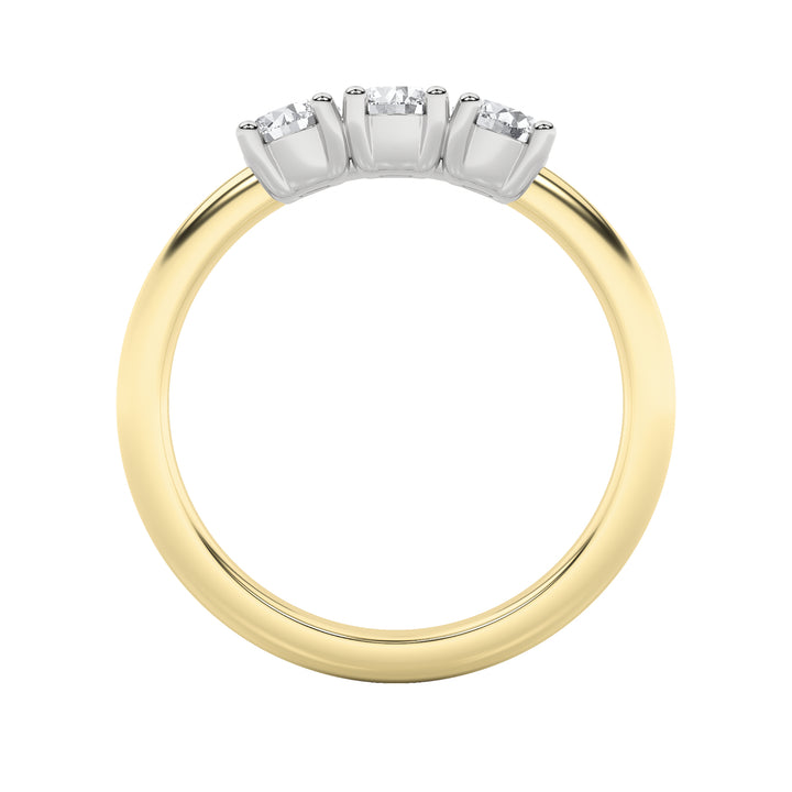 2Cttw Round Shaped Lab Grown Diamond (G/VS) ThreeStone Band Ring in 14K Gold
