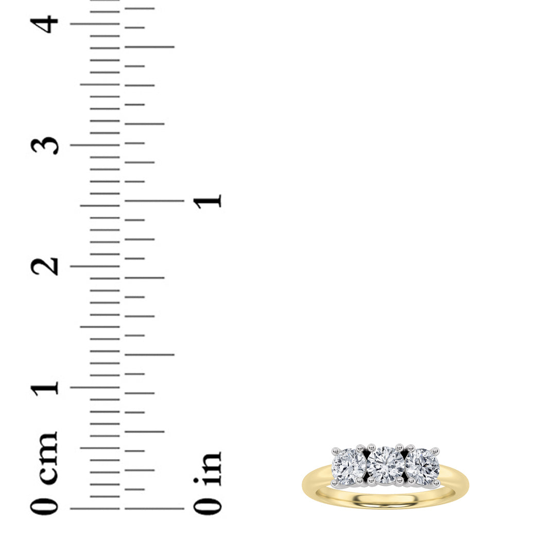2Cttw Round Shaped Lab Grown Diamond (G/VS) ThreeStone Band Ring in 14K Gold