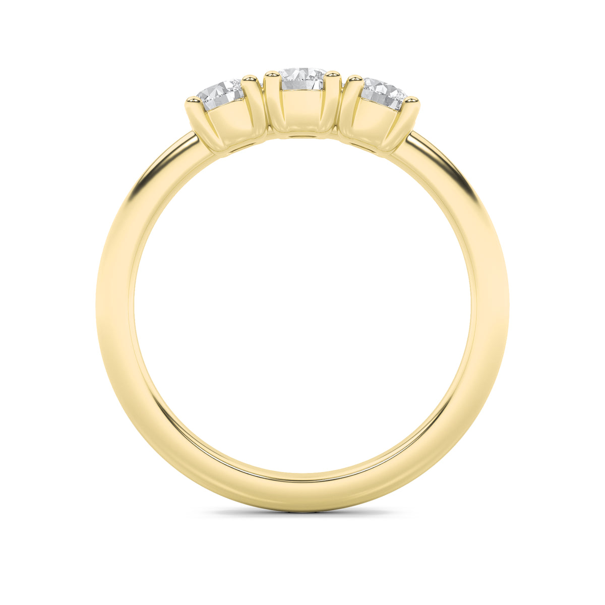 3Cttw Round Shaped Lab Grown Diamond (F/VS) ThreeStone Band Ring in 14K Gold