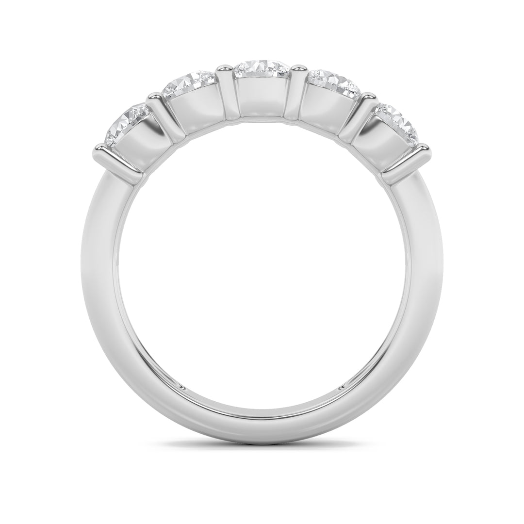 1.5Cttw Round Shaped Lab Grown Diamond (F/VS) Five Stone Band Ring in 14K Gold