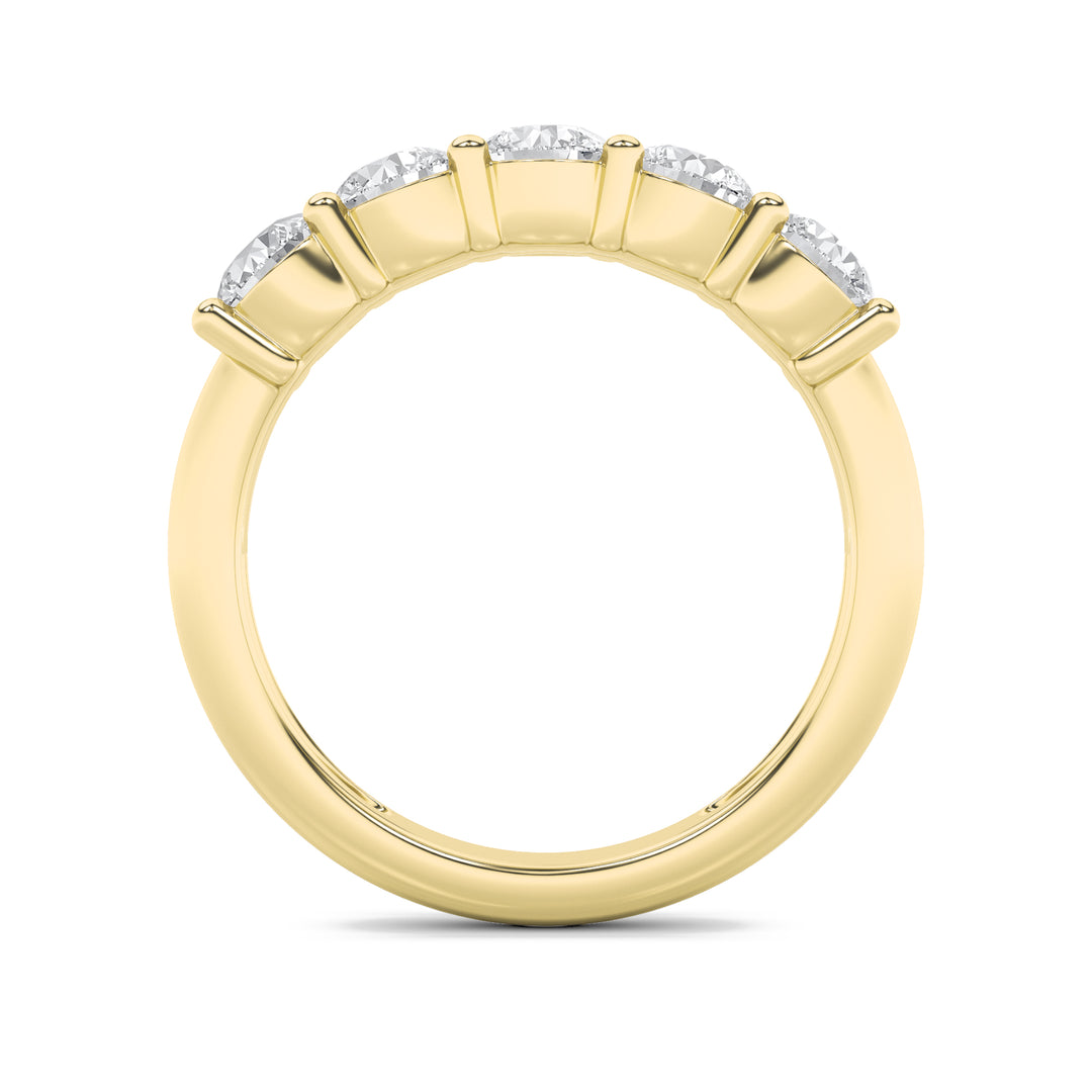 1.5Cttw Round Shaped Lab Grown Diamond (F/VS) Five Stone Band Ring in 14K Gold