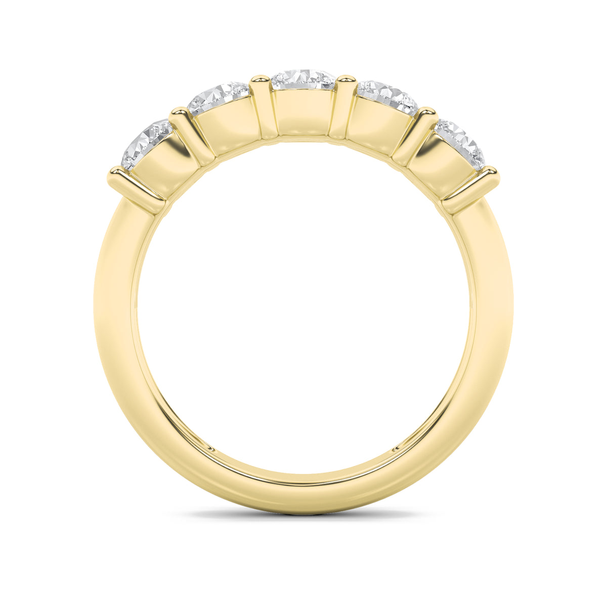1.5Cttw Round Shaped Lab Grown Diamond (F/VS) Five Stone Band Ring in 14K Gold