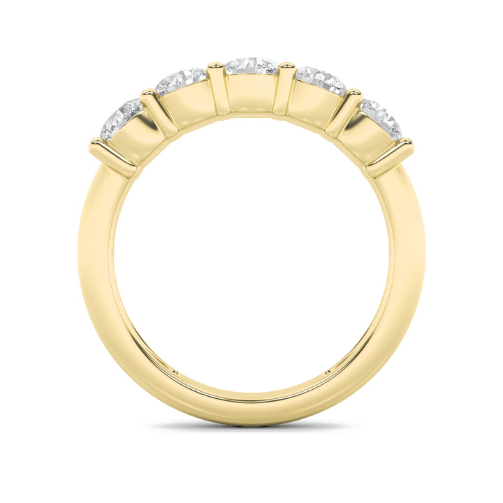 1.5Cttw Round Shaped Lab Grown Diamond (F/VS) Five Stone Band Ring in 14K Gold