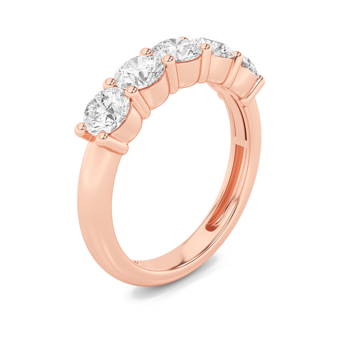 1.5Cttw Round Shaped Lab Grown Diamond (F/VS) Five Stone Band Ring in 14K Gold