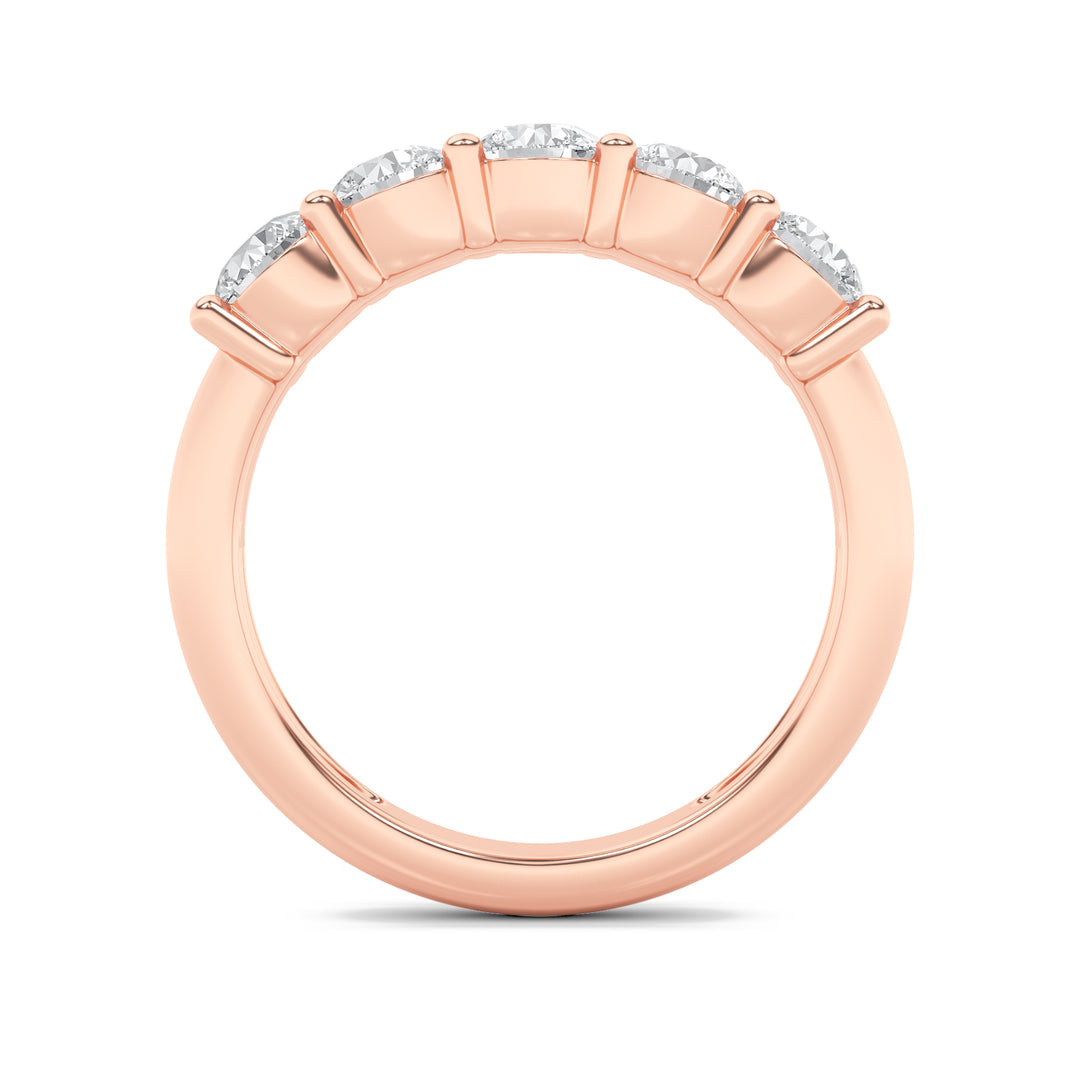 1.5Cttw Round Shaped Lab Grown Diamond (F/VS) Five Stone Band Ring in 14K Gold